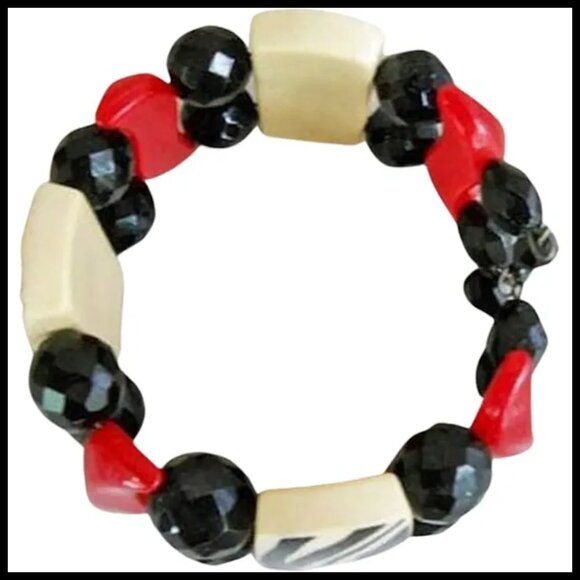 Retro Zebra Bangle Wide Bracelet Recycled Vintage One of a Kind Summer Jewelry - Picture 5 of 9